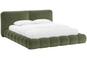 Micadoni Zelená žinylková dvoulůžková postel Solange 180 x 200 cm