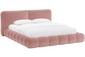Micadoni Růžová žinylková dvoulůžková postel Solange 180 x 200 cm