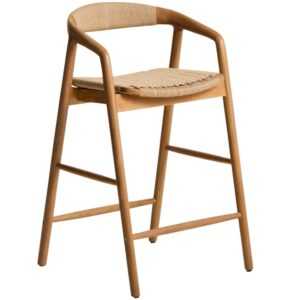 Kave Home Dubová barová židle Derile 65 cm s výpletem