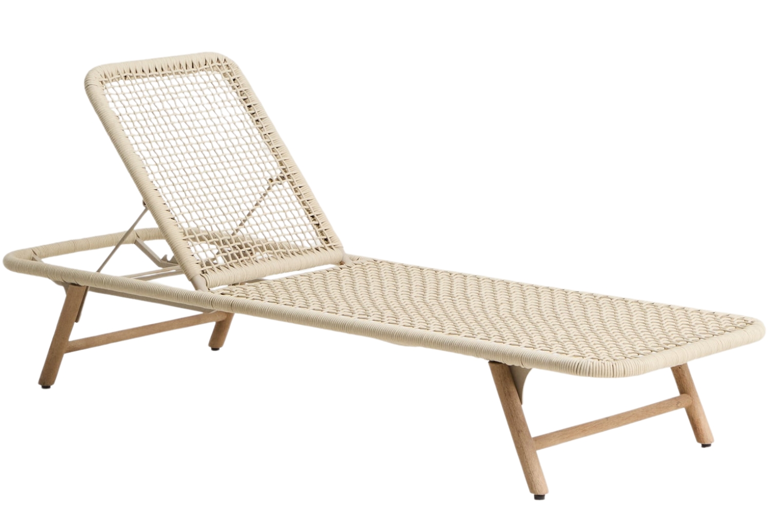 Kave Home Krémové zahradní lehátko Dandara s dřevěnou podnoží