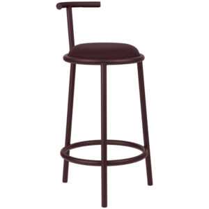 noo.ma Vínově červená čalouněná barová židle Hogo 68 cm s opěradlem