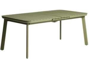 Kave Home Zelený kovový zahradní rozkládací stůl Izola 185/235 x 100 cm