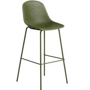 Kave Home Zelená plastová barová židle Quinby 75 cm
